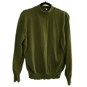MARK SHALE Men Pullover Mock Neck Long Sleeve Sweater Sz M Green Preppy 17-7